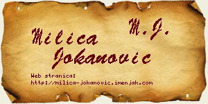 Milica Jokanović vizit kartica
